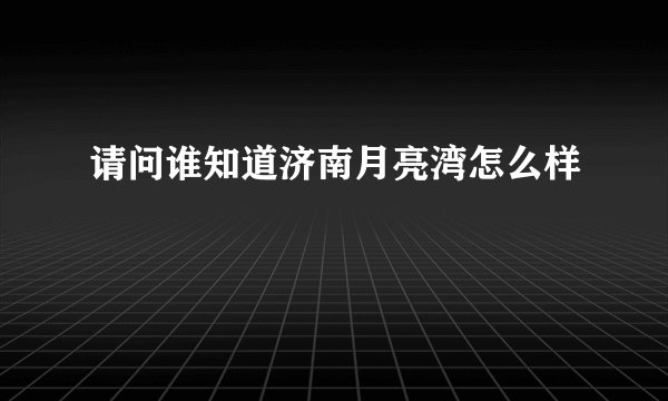 请问谁知道济南月亮湾怎么样