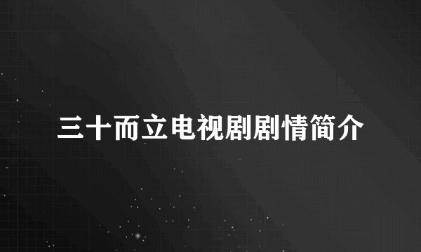 三十而立电视剧剧情简介