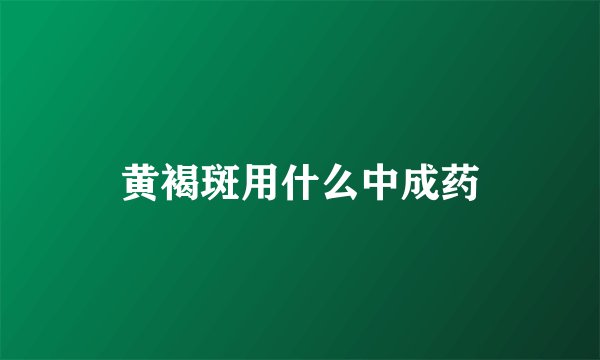 黄褐斑用什么中成药