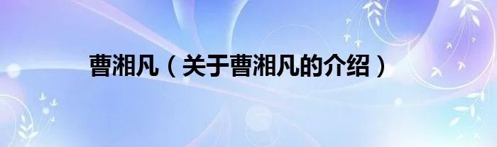 曹湘凡（关于曹湘凡的介绍）