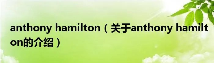 anthony hamilton（关于anthony hamilton的介绍）