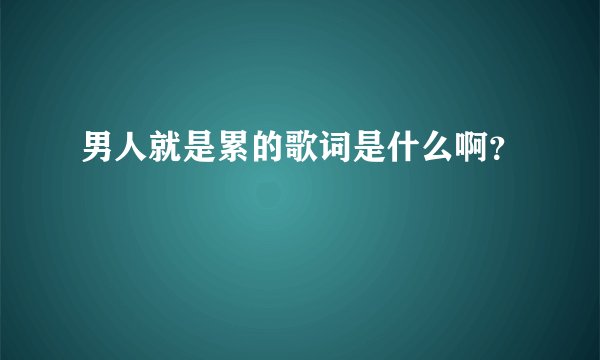 男人就是累的歌词是什么啊？