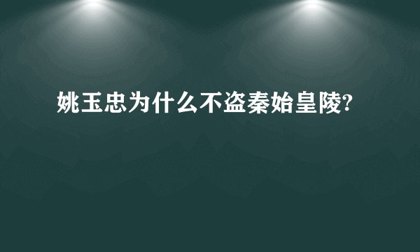 姚玉忠为什么不盗秦始皇陵?
