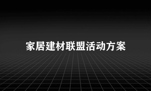 家居建材联盟活动方案