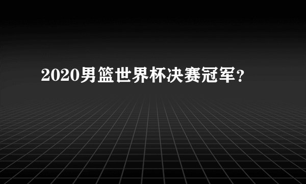 2020男篮世界杯决赛冠军？