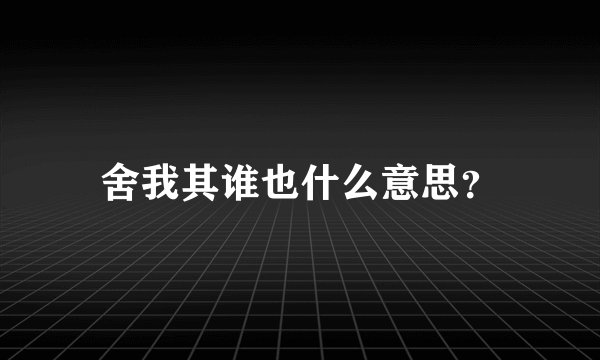 舍我其谁也什么意思？