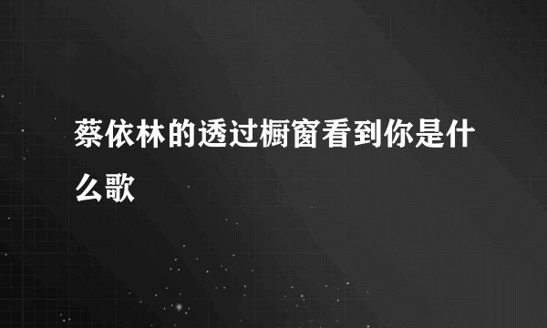 蔡依林的透过橱窗看到你是什么歌