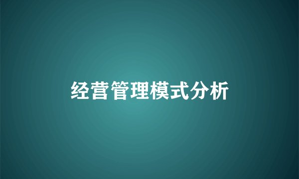 经营管理模式分析