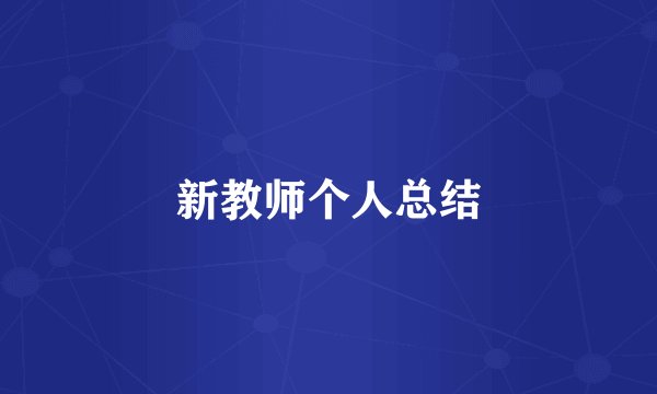 新教师个人总结