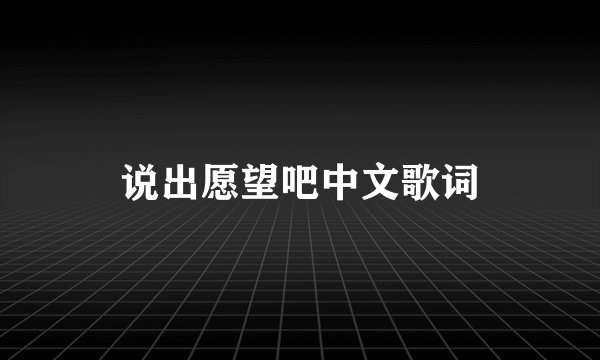 说出愿望吧中文歌词