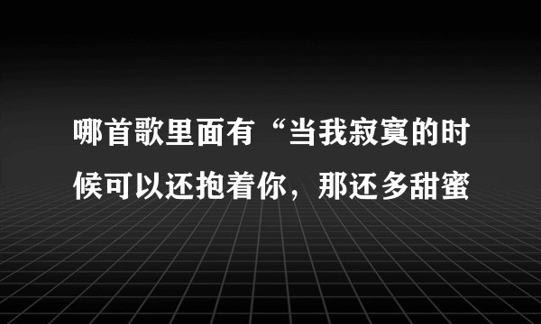 哪首歌里面有“当我寂寞的时候可以还抱着你,那还多甜蜜