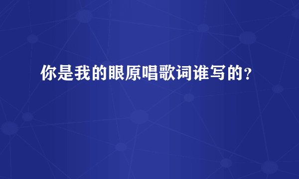 你是我的眼原唱歌词谁写的？