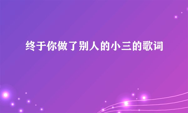终于你做了别人的小三的歌词