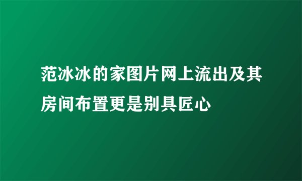 范冰冰的家图片网上流出及其房间布置更是别具匠心