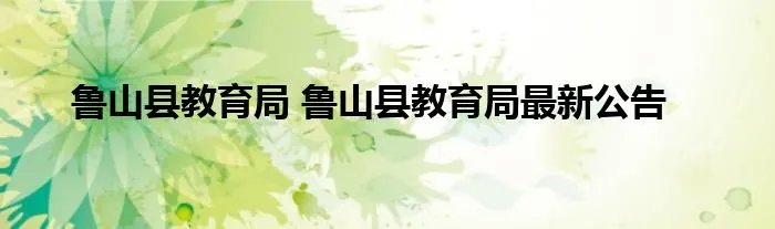 鲁山县教育局 鲁山县教育局最新公告