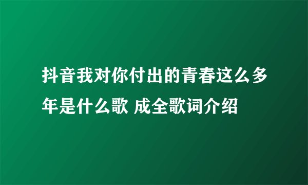 抖音我对你付出的青春这么多年是什么歌 成全歌词介绍