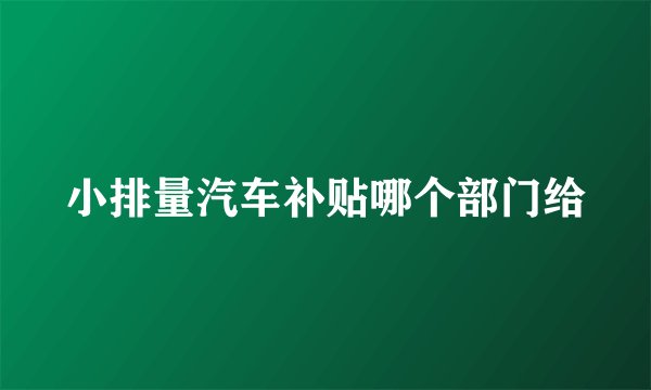 小排量汽车补贴哪个部门给