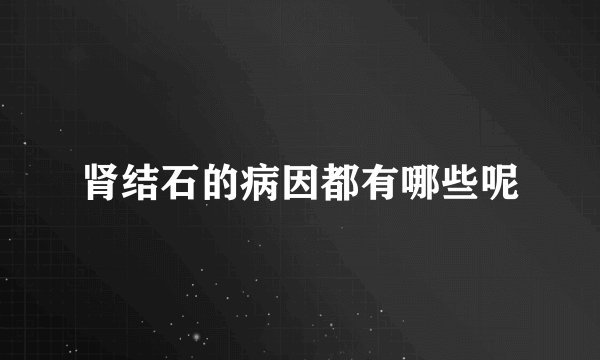 肾结石的病因都有哪些呢