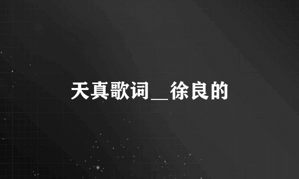 天真歌词＿徐良的
