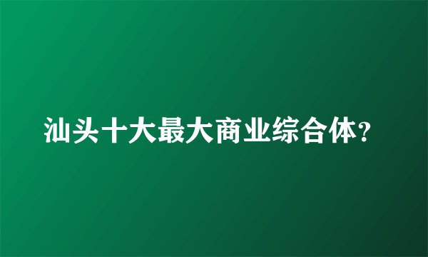 汕头十大最大商业综合体？