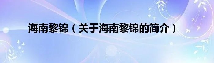 海南黎锦（关于海南黎锦的简介）