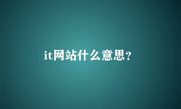 it网站什么意思？