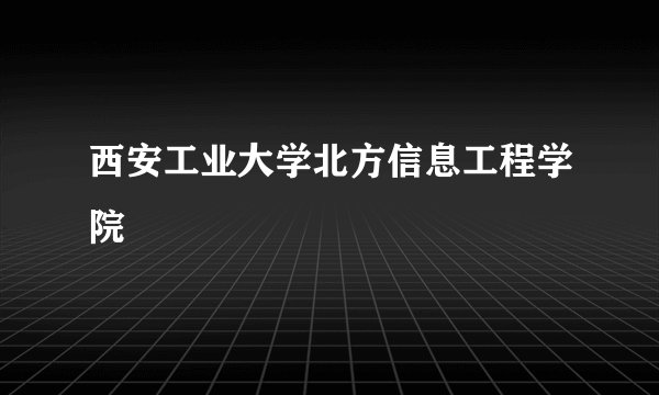 西安工业大学北方信息工程学院