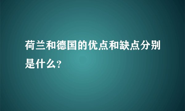荷兰和德国的优点和缺点分别是什么？