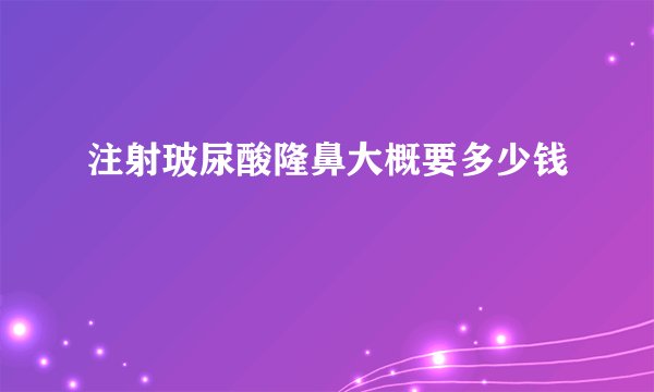 注射玻尿酸隆鼻大概要多少钱