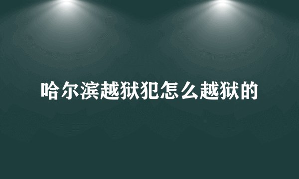 哈尔滨越狱犯怎么越狱的