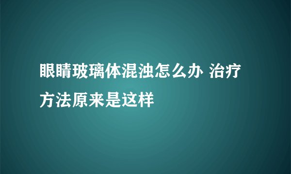 眼睛玻璃体混浊怎么办 治疗方法原来是这样