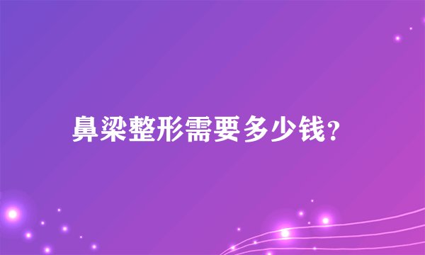 鼻梁整形需要多少钱？