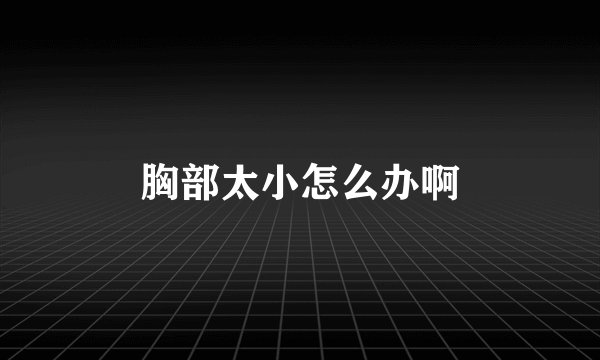胸部太小怎么办啊