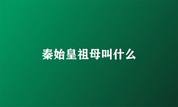 秦始皇祖母叫什么