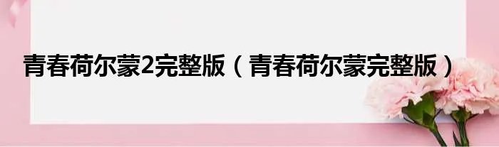 青春荷尔蒙2完整版（青春荷尔蒙完整版）