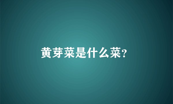 黄芽菜是什么菜？