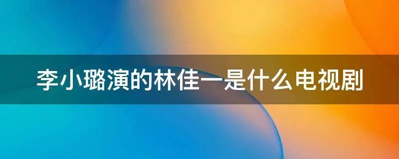 李小璐演的林佳一是什么电视剧