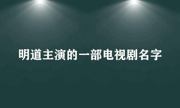 明道主演的一部电视剧名字