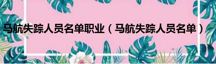马航失踪人员名单职业（马航失踪人员名单）