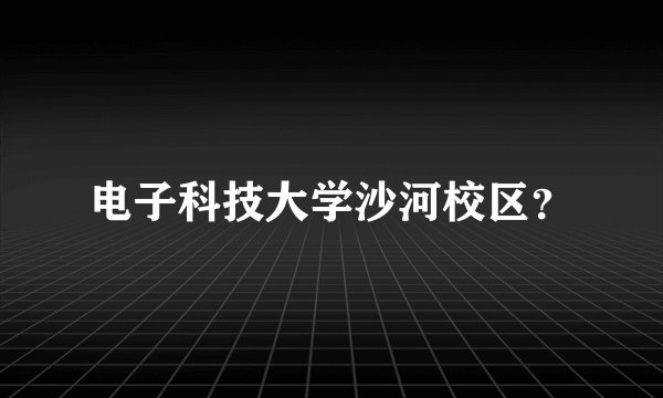 电子科技大学沙河校区?