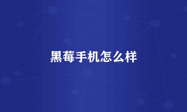 黑莓手机怎么样