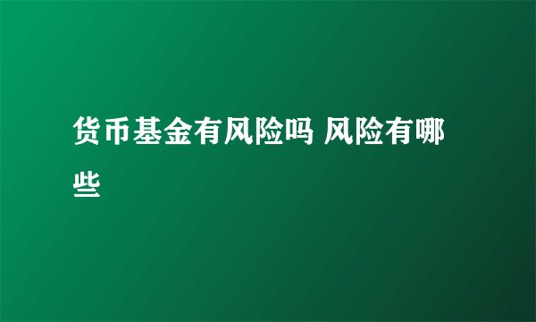 货币基金有风险吗 风险有哪些