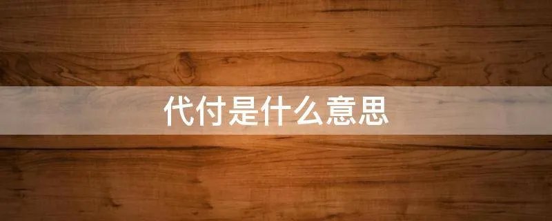 代付是什么意思