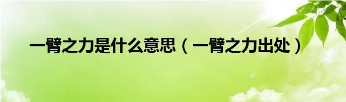 一臂之力是什么意思（一臂之力出处）