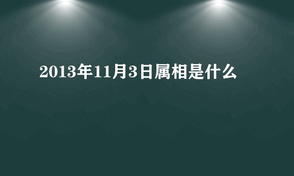 2013年11月3日属相是什么