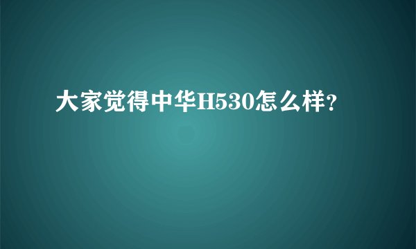 大家觉得中华H530怎么样？