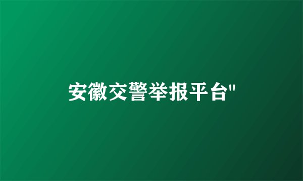 安徽交警举报平台