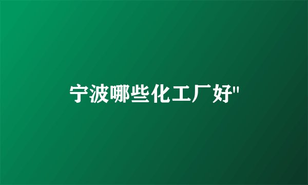 宁波哪些化工厂好