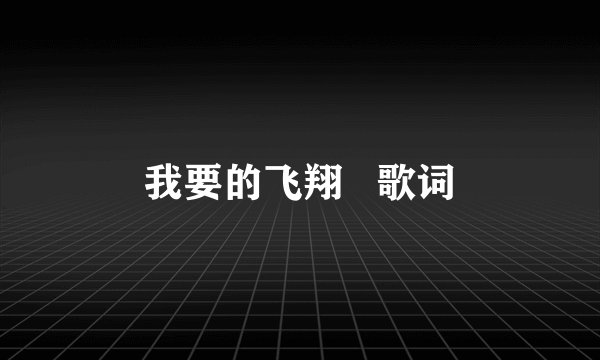 我要的飞翔   歌词