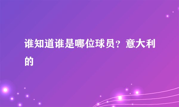谁知道谁是哪位球员？意大利的